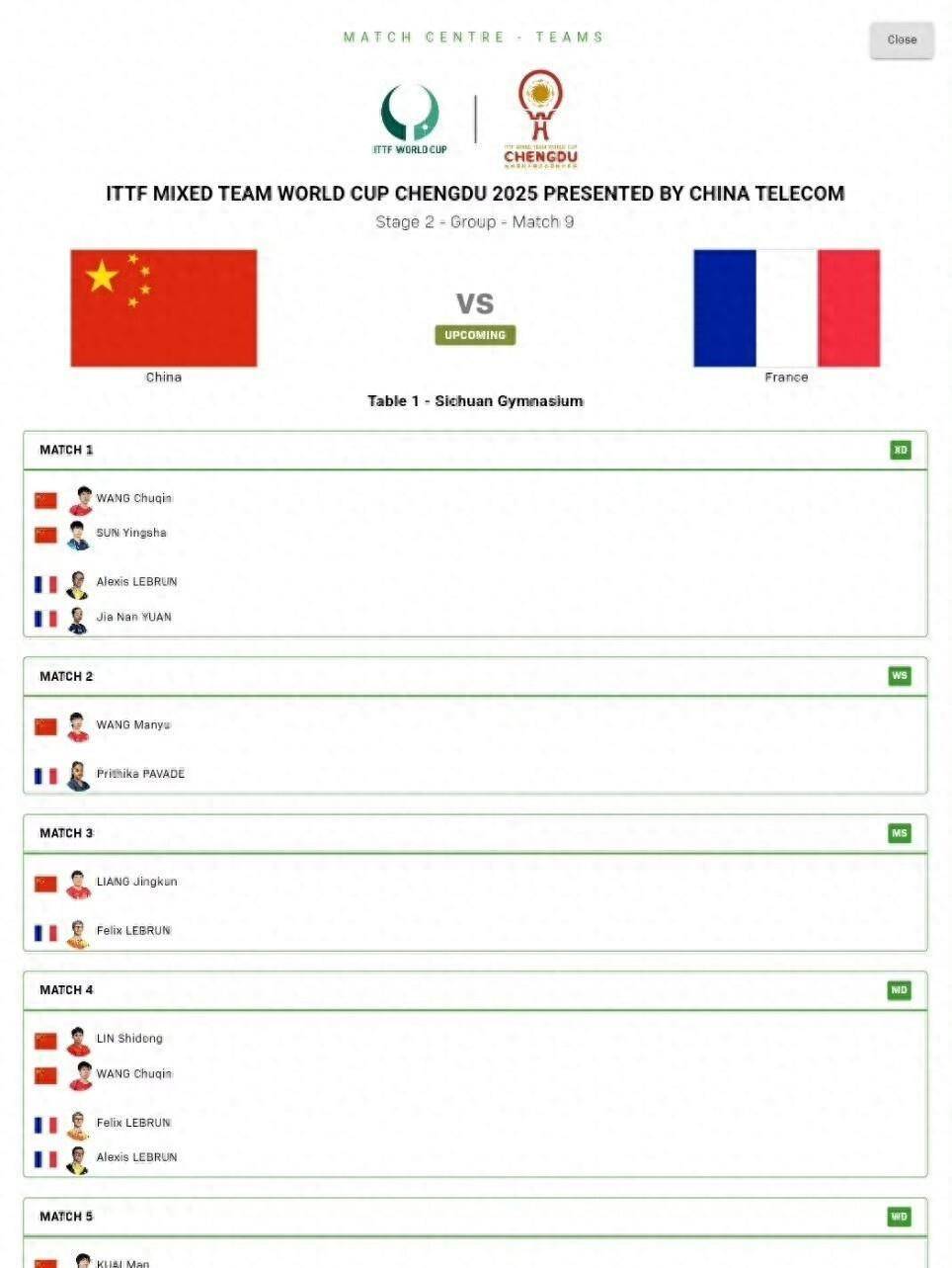 法国队鏖战奥地利队，梁靖崑统治全场